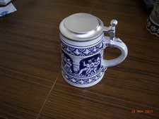 sch&ouml;ner Bierkrug mit Zinndeckel