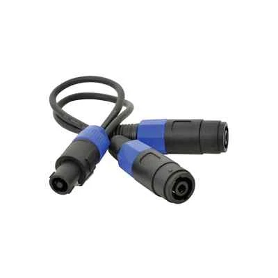 QTX Speakon Speaker Cable Splitter 0.3m Lead Splits 1 Output into 2 Outputs