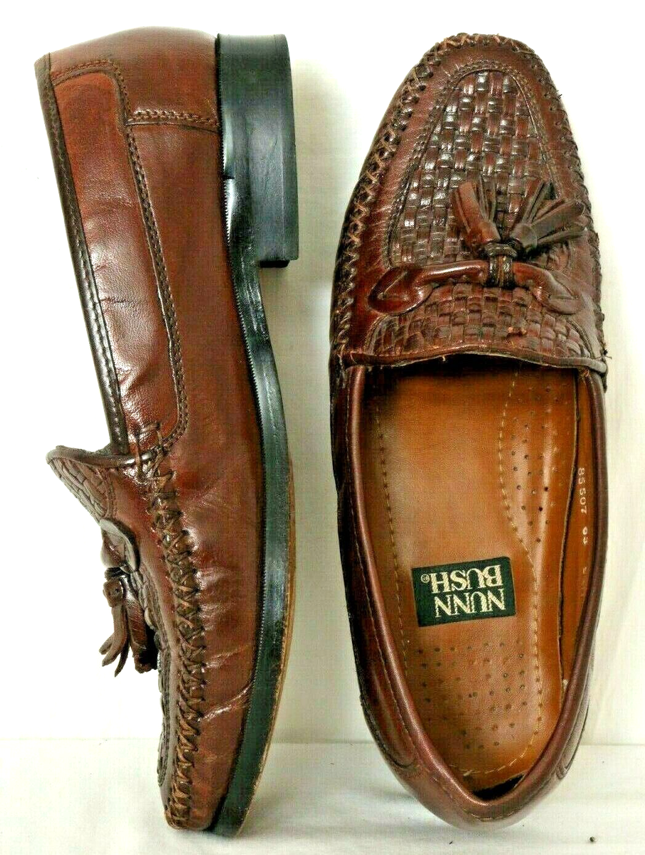 Nunn Bush 85507 Brown Woven Tassel Stitch Slip On Loafers  display picture 3
