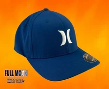 New Hurley One and Only Dri Fit Flexfit Blue White Mens Cap Hat