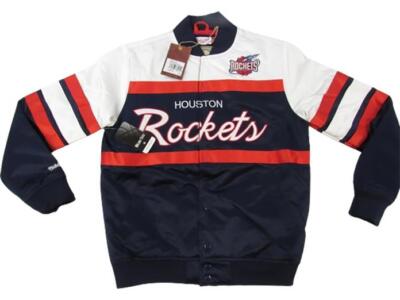 New Houston Rockets Mens Mitchell & Ness Heavy Weight Satin Jacket