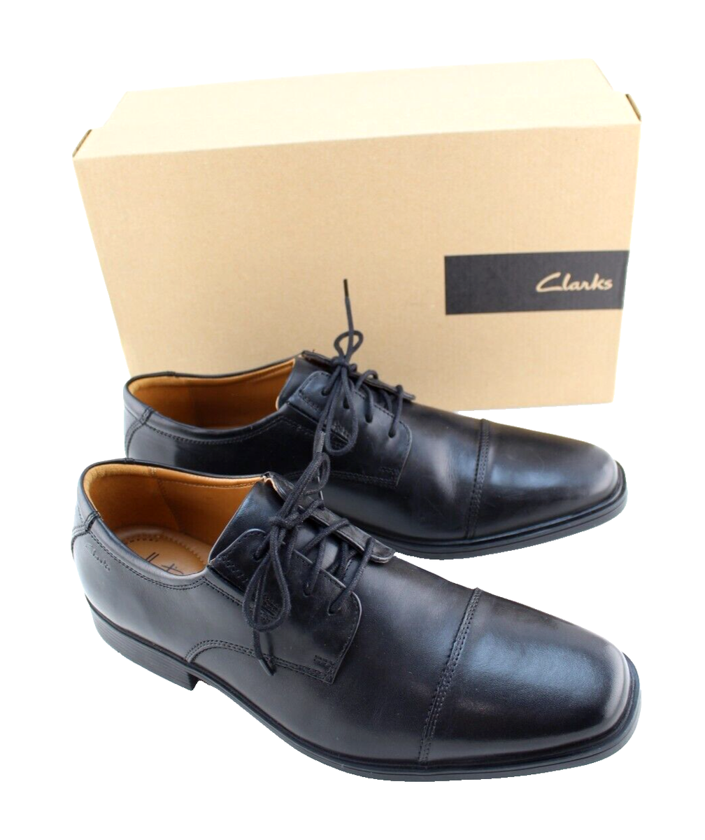 New CLARKS Tildan Cap Size 11.5 M Black Leather Cap Toe  display picture 2