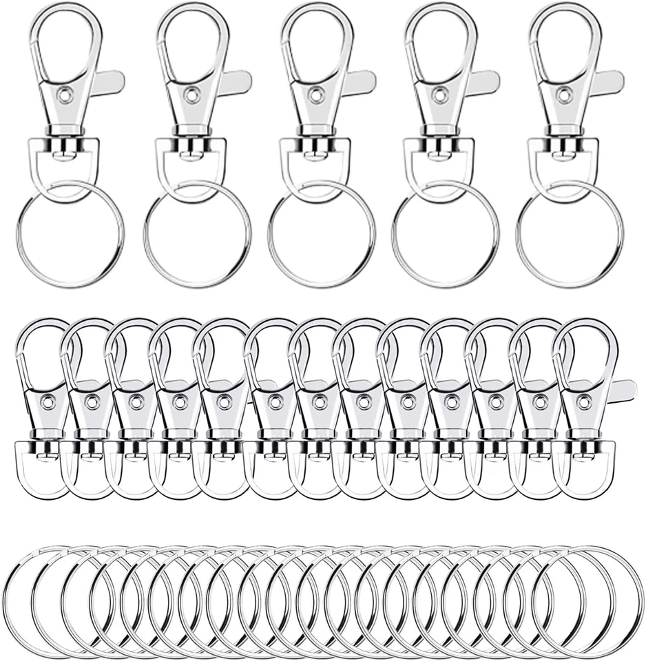 Drehbar Karabinerhaken mit Schlüsselring Haken DIY Schlüsselanhänger Keyring M S