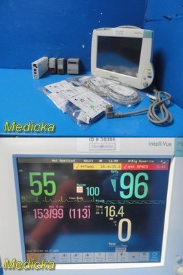 Philips IntelliVue MP50 Monitor W/ MMS, Recorder, IBP, Temp Module & Leads~38386