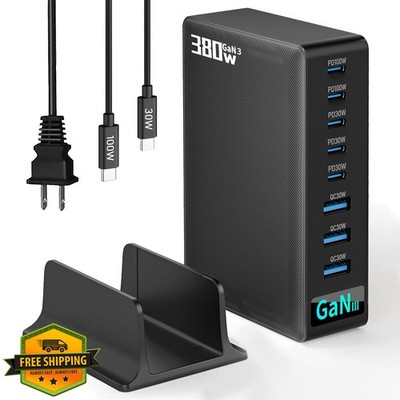 hosowe 380W Black 8-Port USB-C Charger Block