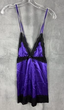 Seven Til Midnight Babydoll Top Cami Womens S Purple Satin Lace Dark Romantic