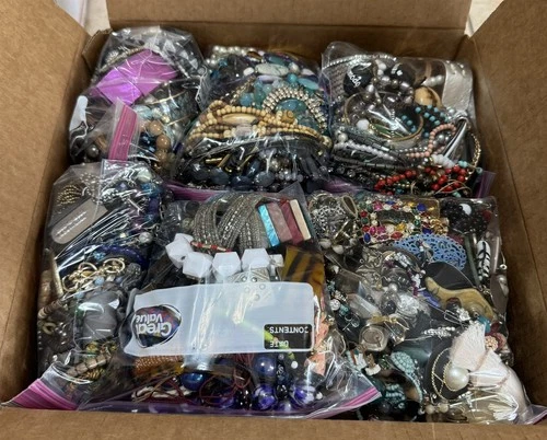 22lbs+ Lot of Vintage to Now WEARABLE Mixed Costume Jewelry Box Bulk Resale #6!