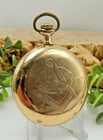 Vintage Antique 25 year gold filled 16 size Waltham Masonic Pocket watch 7j runs
