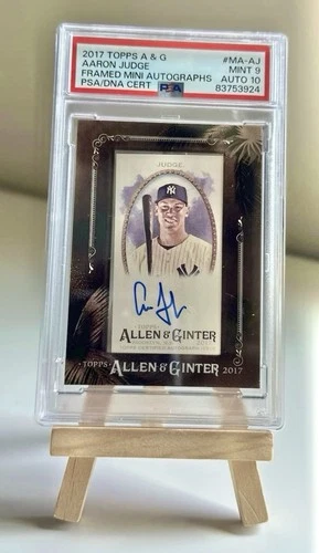 2017 Topps Allen & Ginter Aaron Judge Mini Framed Auto #MA-AJ PSA 9 Auto 10