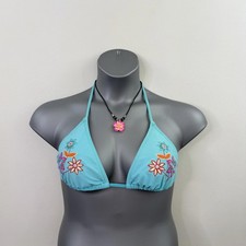 Y2K vintage halter neck bikini top floral emb...