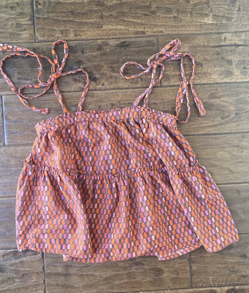 Camiseta sin mangas Universal Thread Tie-Strap en capas 100 % algodón para mujer talla XS Foto 2 de 4