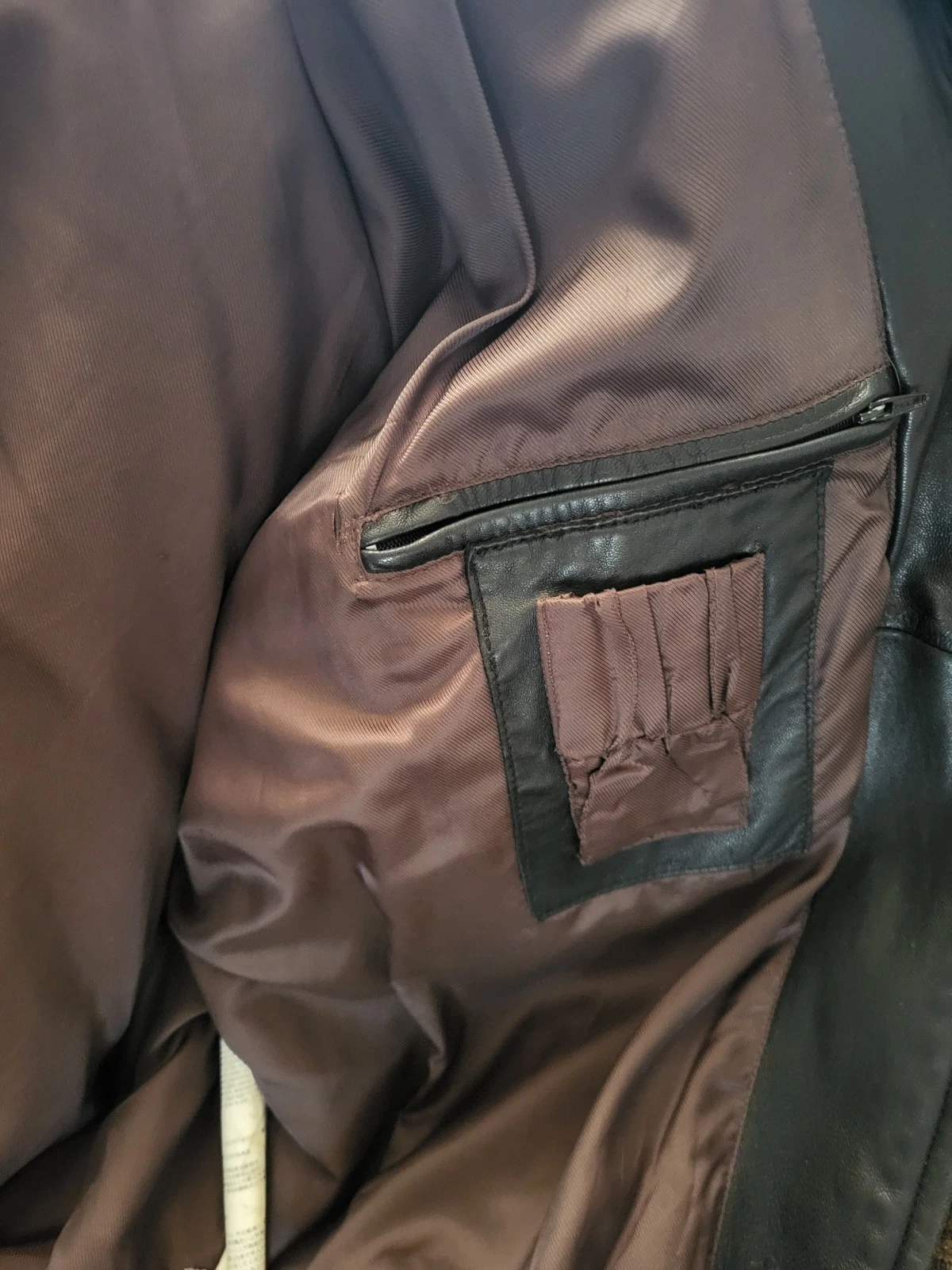 Pelle Pelle Marc Buchanan Leather Bomber Jacket Black/Brown 50 Lined Zip - product detail image 17