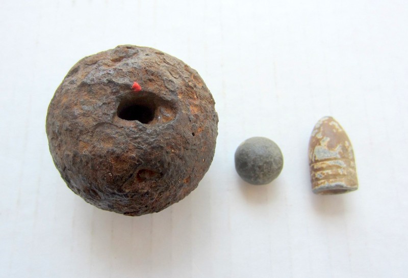 Civil War Era 2" Cannon Ball/Grape Shot, Bullet & Musket Ball