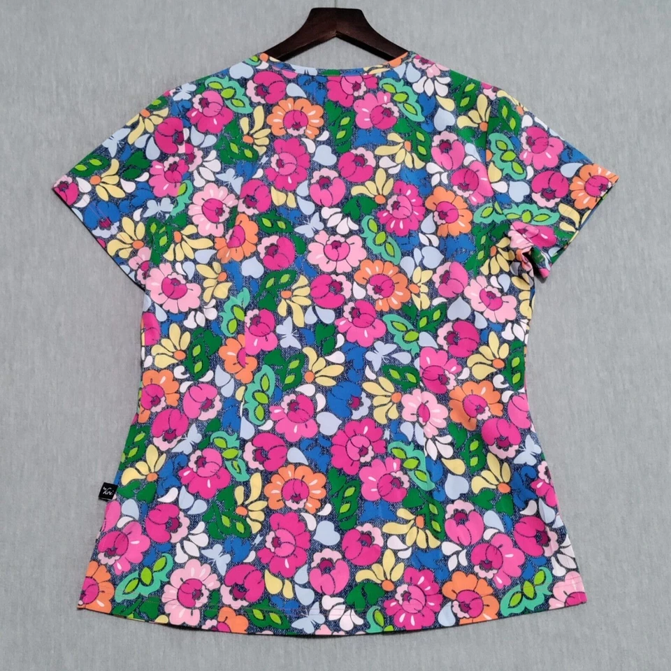 Koi French Bull Scrub Lulu Top Womens SMALL Palais Floral Nursing Medical NWT - Image 3 of 4