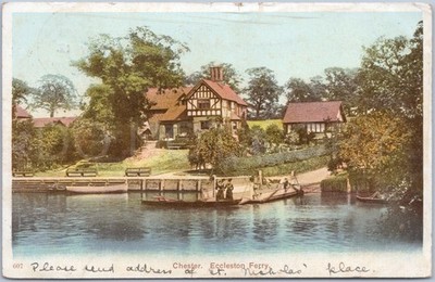 Chester Cheshire Eccleston Fähre Vintage Postkarte England Fluss Dee