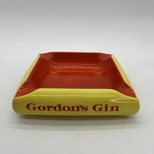 Gordon’s Gin Large Carlton Ware Yellow & Red Orange Ceramic Ashtray Vintage