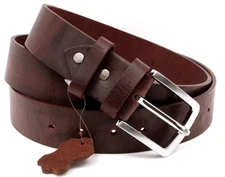 Men's Genuine Buffalo FULL GRAIN Leather Belt, 1 1/2" width, Handmade, By Amish