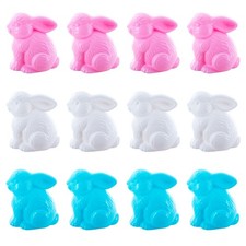 Set of 12 Multicolored Bunnies Fillable Plastic Easter Eggs