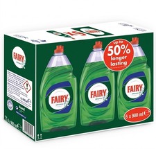 Fairy Original Washing Up Liquid 6 X 900ml Dish Soap Grease Cutting Long Lasting 3.52 per litre