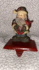 Day After Christmas Santa Resting By Fire Cast Iron Base Stocking Hanger Holder
