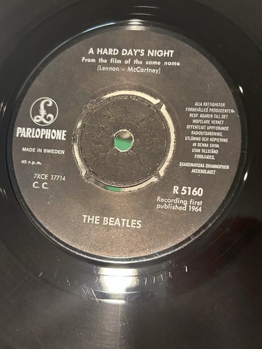The Beatles 45 RPM Hard Day's Night EP, SWE R 5160 (64) OG Pressing N Pic Sleeve - Picture 3 of 4