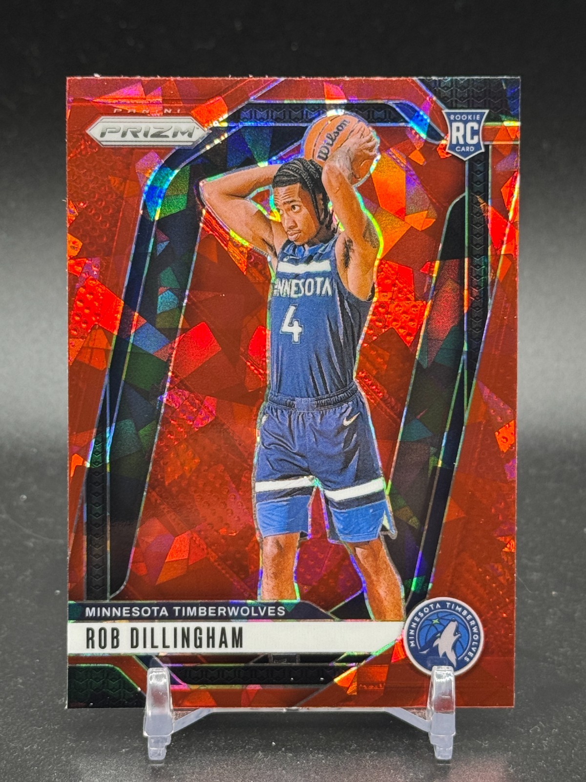 2024-25 PANINI PRIZM #250  - ROB DILLINGHAM - ROOKIE RED ICE TIMBERWOLVES RC