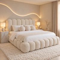 Cloud Teddy Boucle Bubble Fabric Bed Frame Upholstered Gas Lift Storage Double