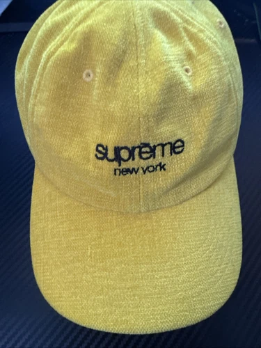 SUPREME Classic Logo 6 Panneaux Jaune RARE Chapeau Unisexe Jaune Blanc Made in USA