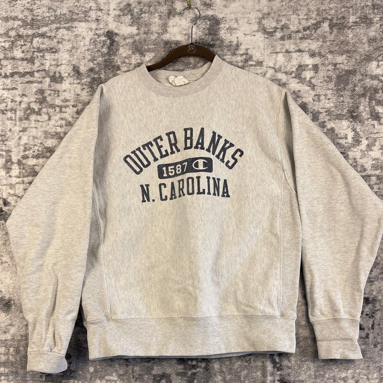 Vtg Champion Sweatshirt Men Medium Grey NC Graphic Reverse Weave Collegiate
