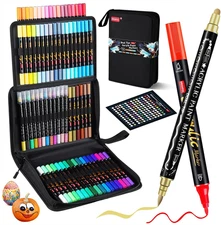 Acrylic Paint Pens Markers, 72 Pc Dual Tips Waterproof Metallic Paint Markers fo