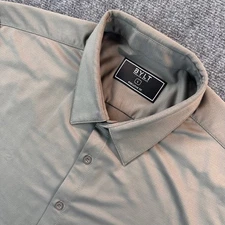 BYLT Executive Fit Short Sleeve Button Shirt Mens L Gray Polyester Blend Classic