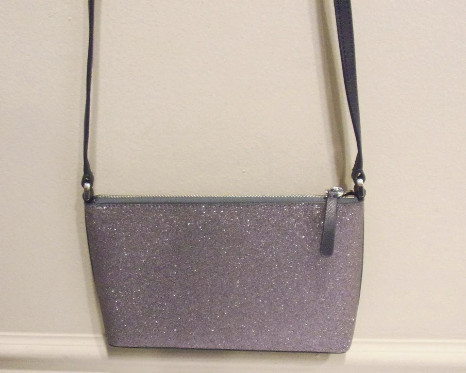 Bolso Kate Spade Azul Medianoche Brillo Brillo, Borde Cuero Saffiano Azul Marino CB/SH Foto 3 de 4