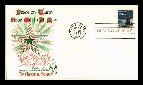 US COVER CHRISTMAS TREE AND WHITE HOUSE FDC SCOTT 1240 FLEETWOOD CACHET