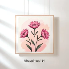 Pink Flower Wall Art | Botanical Watercolor Print | Digital Download Printable