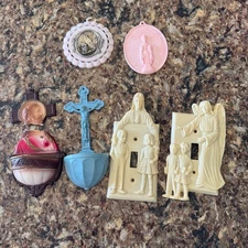 Lot of 6 Religious Christian Jesus Mary Collectibles Angel Cross Light Switch