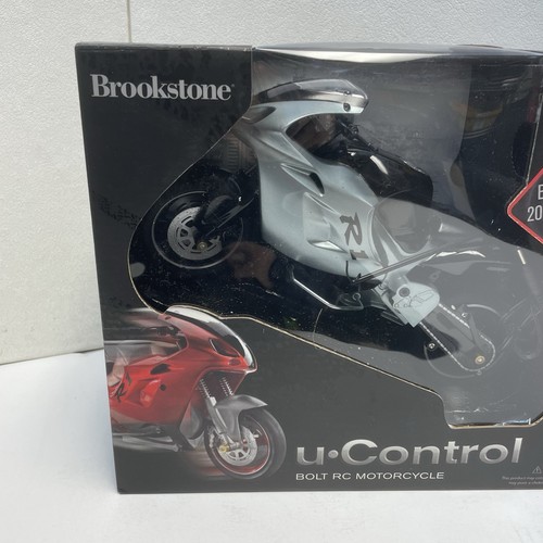 Brookstone U Control Bolt RC Remote Control Motorcycle Bike - Black - New - Afbeelding 2 van 7