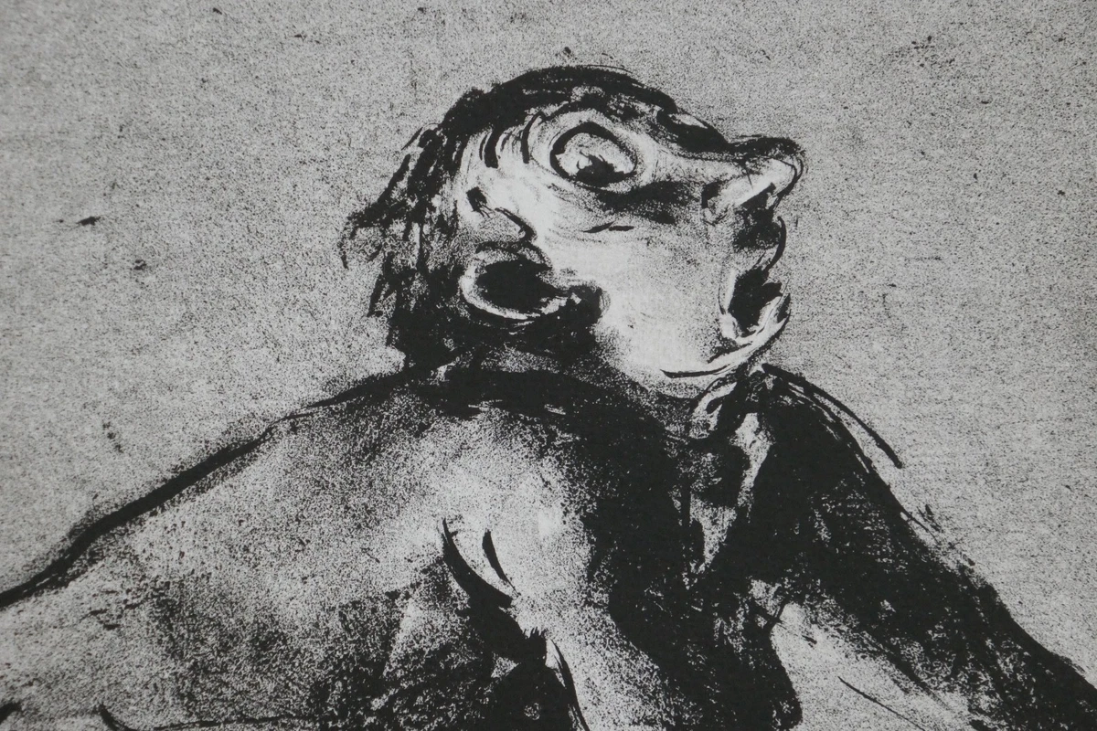 A. Paul Weber, Original Lithographie, signiert, Brille/Blind