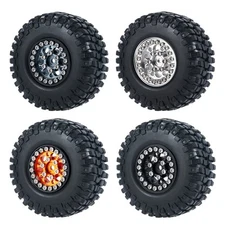 4PCS Beadlock Tires & Wheels Rims Tire for 1/24 Axial SCX24 90081 RC Crawler Car