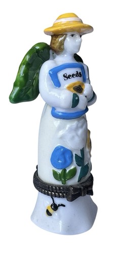 Mini baratija Midwest Of Cannon Falls de porcelana con bisagras caja semillas ángel de jardín - Imagen 8 de 16