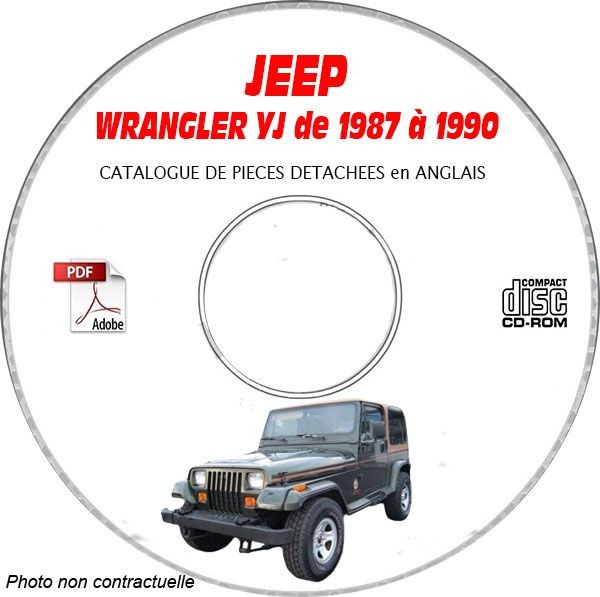 CDROM Jeep Wrangler YJ 1987-1990 avec vues éclatées pour identifier et commander vos pièces