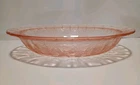 Jeanette Glass Pink Floral Poinsettia Oval Bowl Depression Glass
