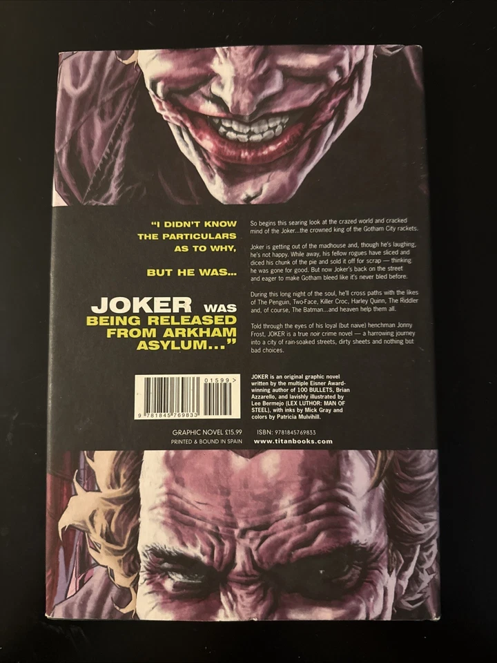 MINT Brian Azzarello’s JOKER Art by Lee Bermejo- DC Comics Hard Cover Book - Image 2 of 2