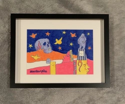 Mark Gonzales Original Painting Signed One-of-a-kind piece Framed Artwork Rare