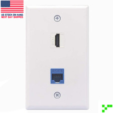 4K HDMI/Ethernet Wall Plate UL Listed RJ45 CAT6 Keystone Jack w/ Couplers F-F
