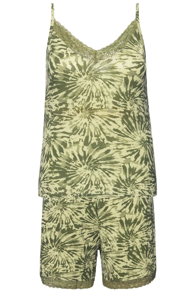 Studio Untold Damen große Größen Shorty kurzer Zweiteiler Print Spitzenkanten