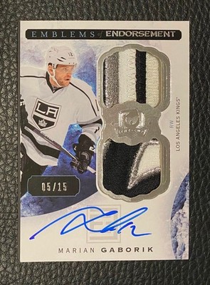 2014-15 The Cup Emblems Endorsement Auto #EE-MG - Marian Gaborik /15 (Kings)