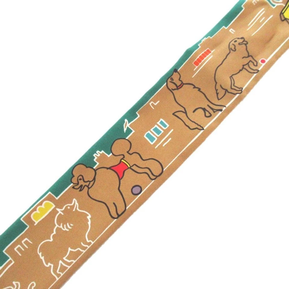 Hermes Camel Beige Parisian Dog Twilly Band - Image 3 of 4