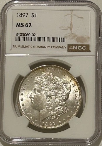 1897 P Morgan Silver Dollar NGC MS62 Better Date Morgan