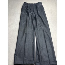 VTG Hermes Paris Cashmere Silk Grey Plaid Wide Leg Pleated Cuffed Trousers 40
