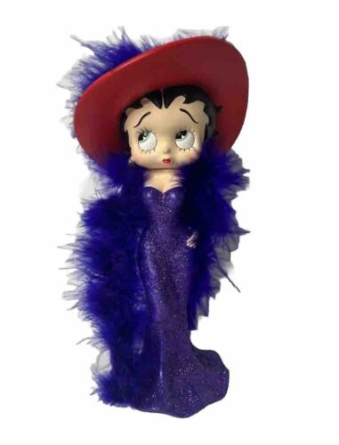 Betty Boop 9"" Figur - lila glitzerndes Kleid lesen Hut Figur - Bild 1 von 5